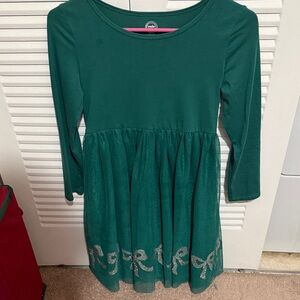 Green Long Sleeve Kids Dress with silver bows 5/$25
